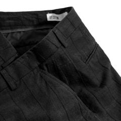 Quần Short Linen Sọc - Đen