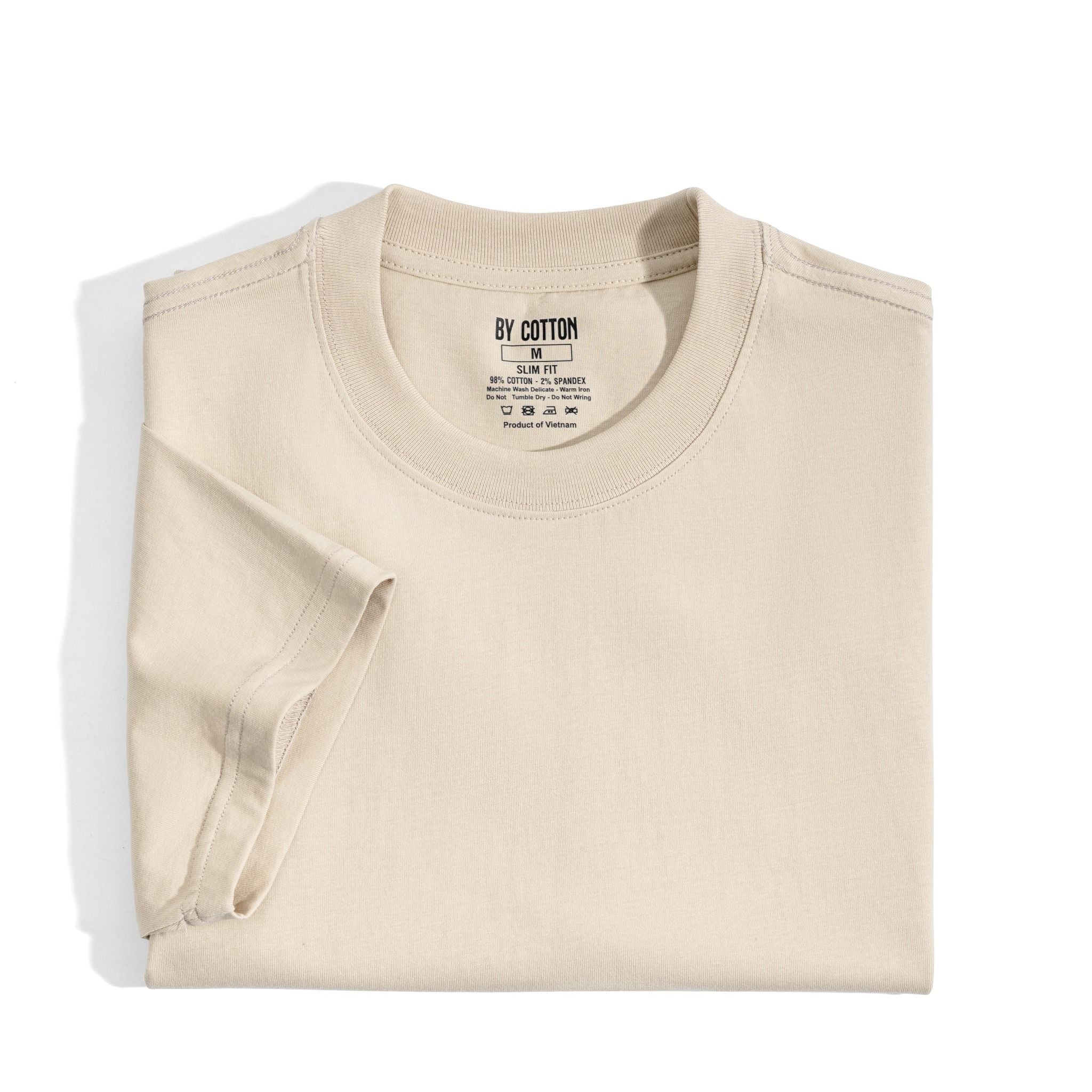 Áo Thun Cổ Tròn Form Slimfit - Màu Be