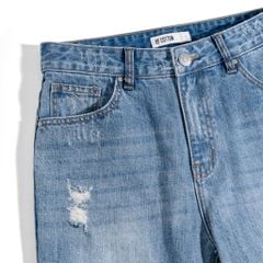 Jeans Regular Xanh Đậm Rách 2025