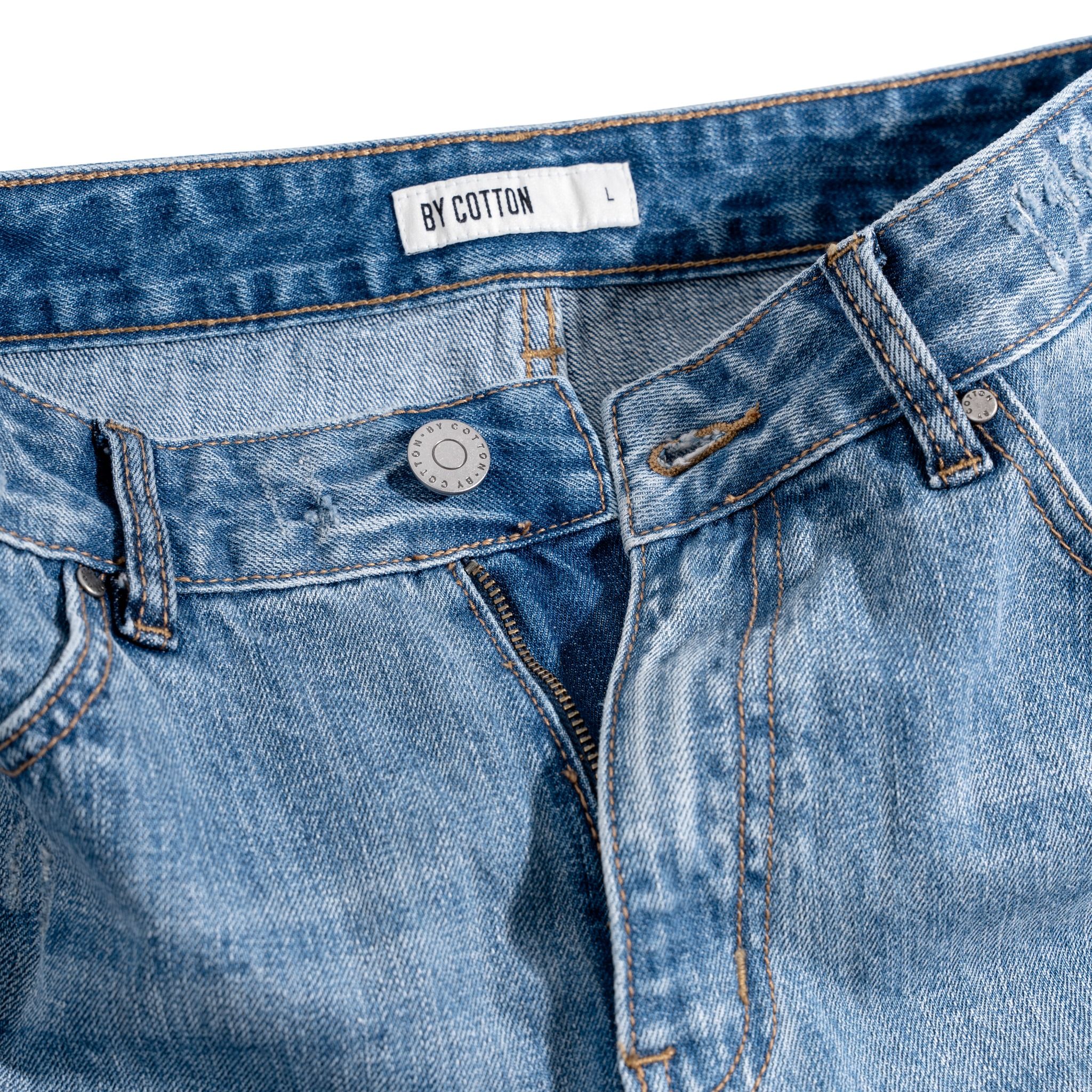 Jeans Regular Xanh Đậm Rách 2025