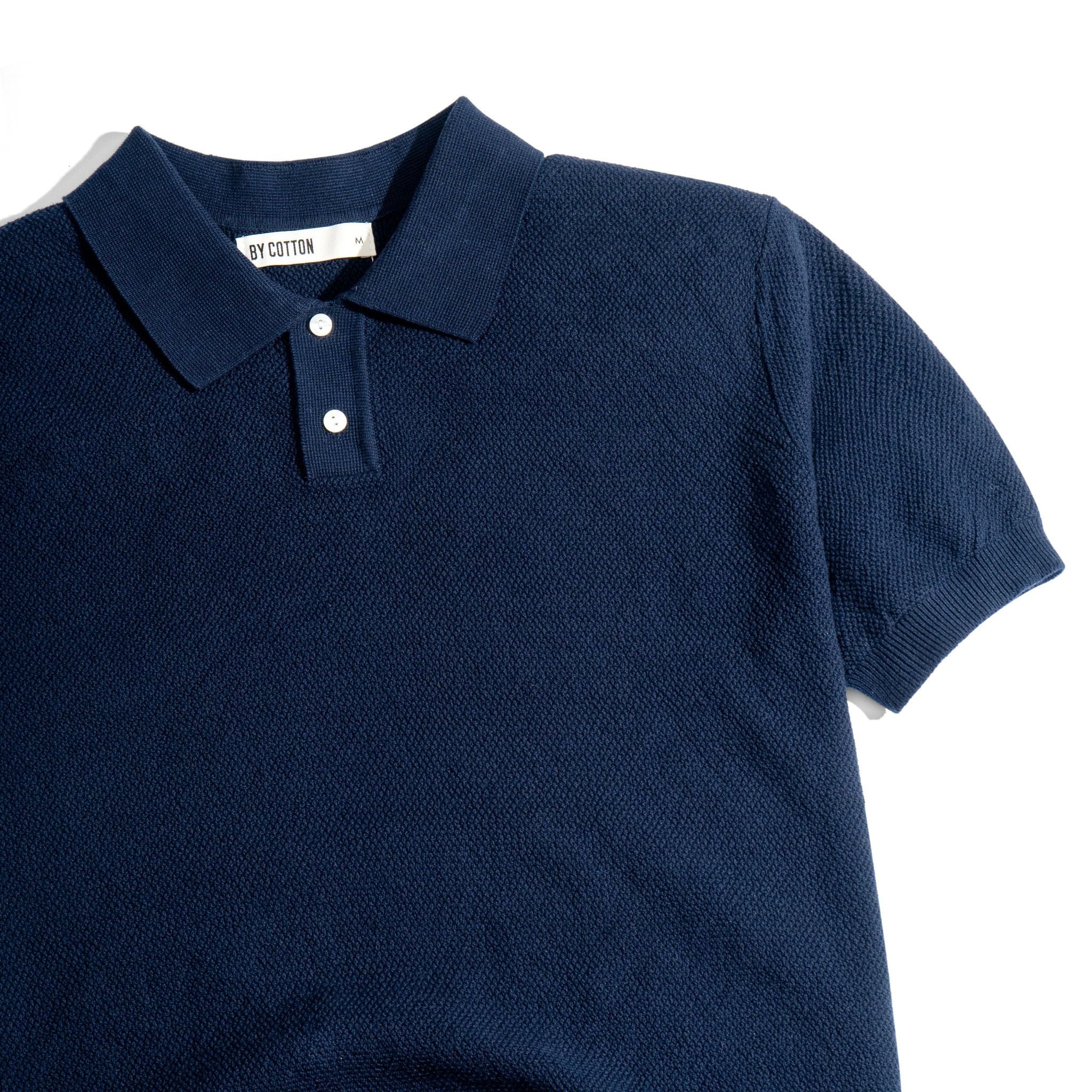 Áo Thun Polo Dệt Kim Cao Cấp - Xanh Đen Sọc 3 Màu