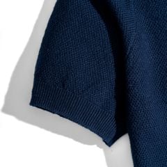 Áo Thun Polo Dệt Kim Cao Cấp - Xanh Đen Sọc 3 Màu