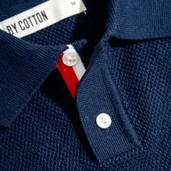 Áo Thun Polo Dệt Kim Cao Cấp - Xanh Đen Sọc 3 Màu