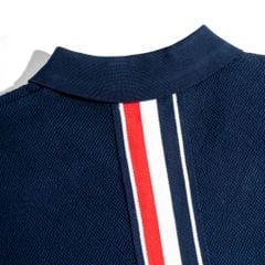 Áo Thun Polo Dệt Kim Cao Cấp - Xanh Đen Sọc 3 Màu