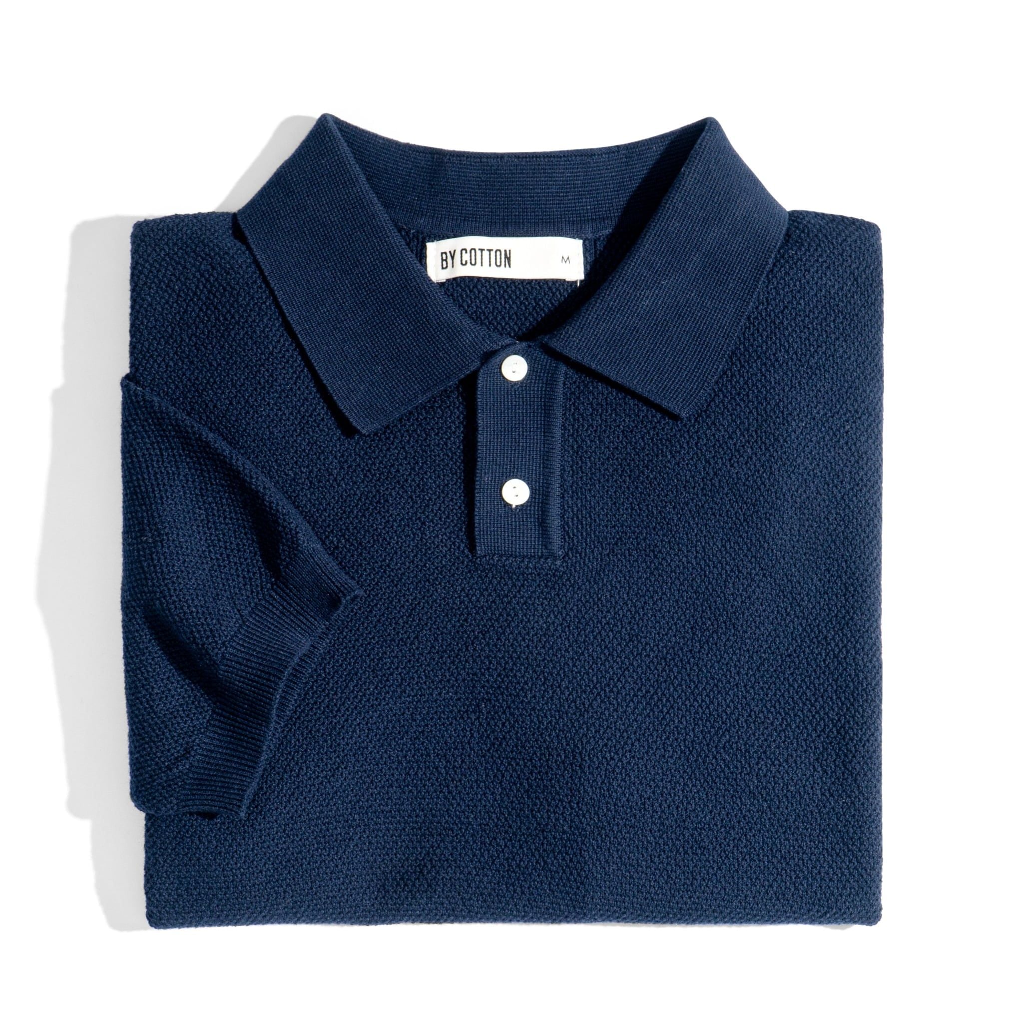 Áo Thun Polo Dệt Kim Cao Cấp - Xanh Đen Sọc 3 Màu