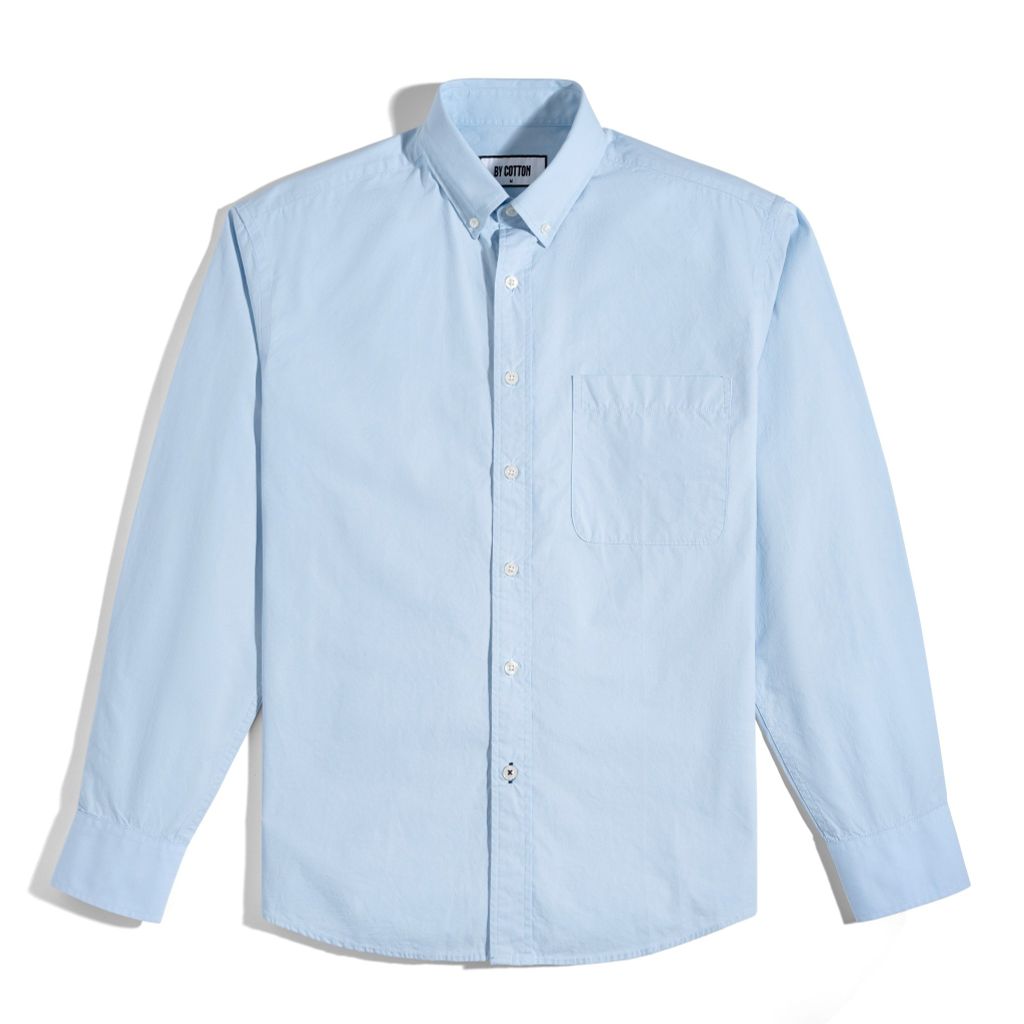 Áo Sơ Mi Nam Tay Dài Paper Cotton Màu Xanh