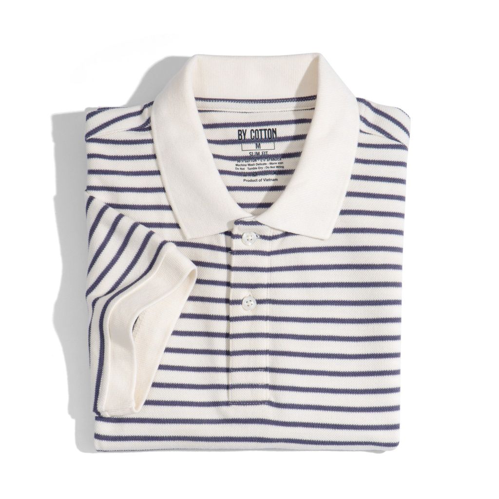 NAVY CREAM MINI STRIPES POLO