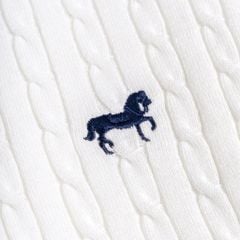 Áo Thun Polo Dệt Kim Twist Màu Kem