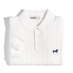 Áo Thun Polo Dệt Kim Twist Màu Kem