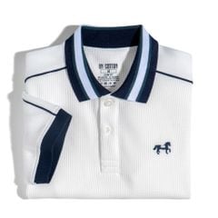 Áo Thun Polo Waffle Trắng Thêu Ngựa