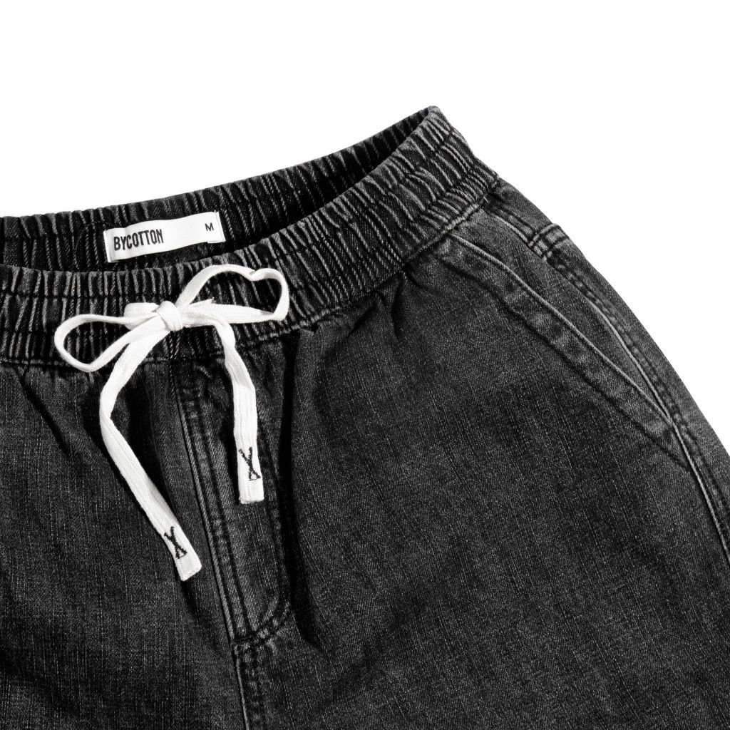 SHORT JEANS LƯNG THUN XÁM ĐẬM