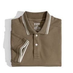 Áo Thun Polo Gân Nâu Phối Vai