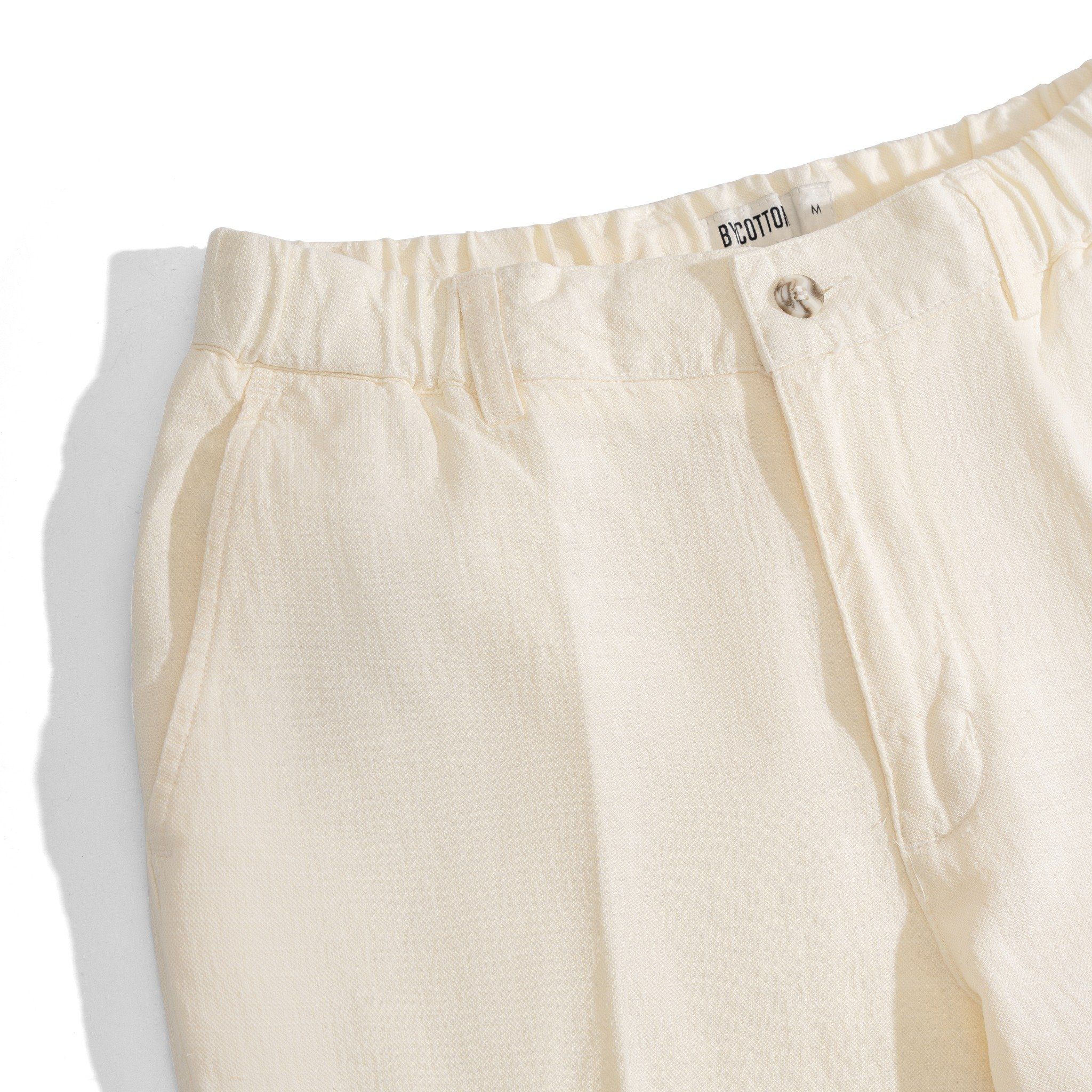 Quần Linen Dài Form Ống Đứng Màu Kem 2025