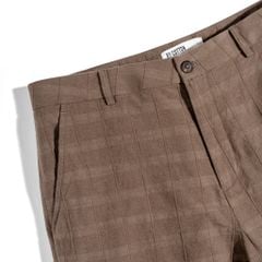 Quần Short Linen Sọc - Nâu
