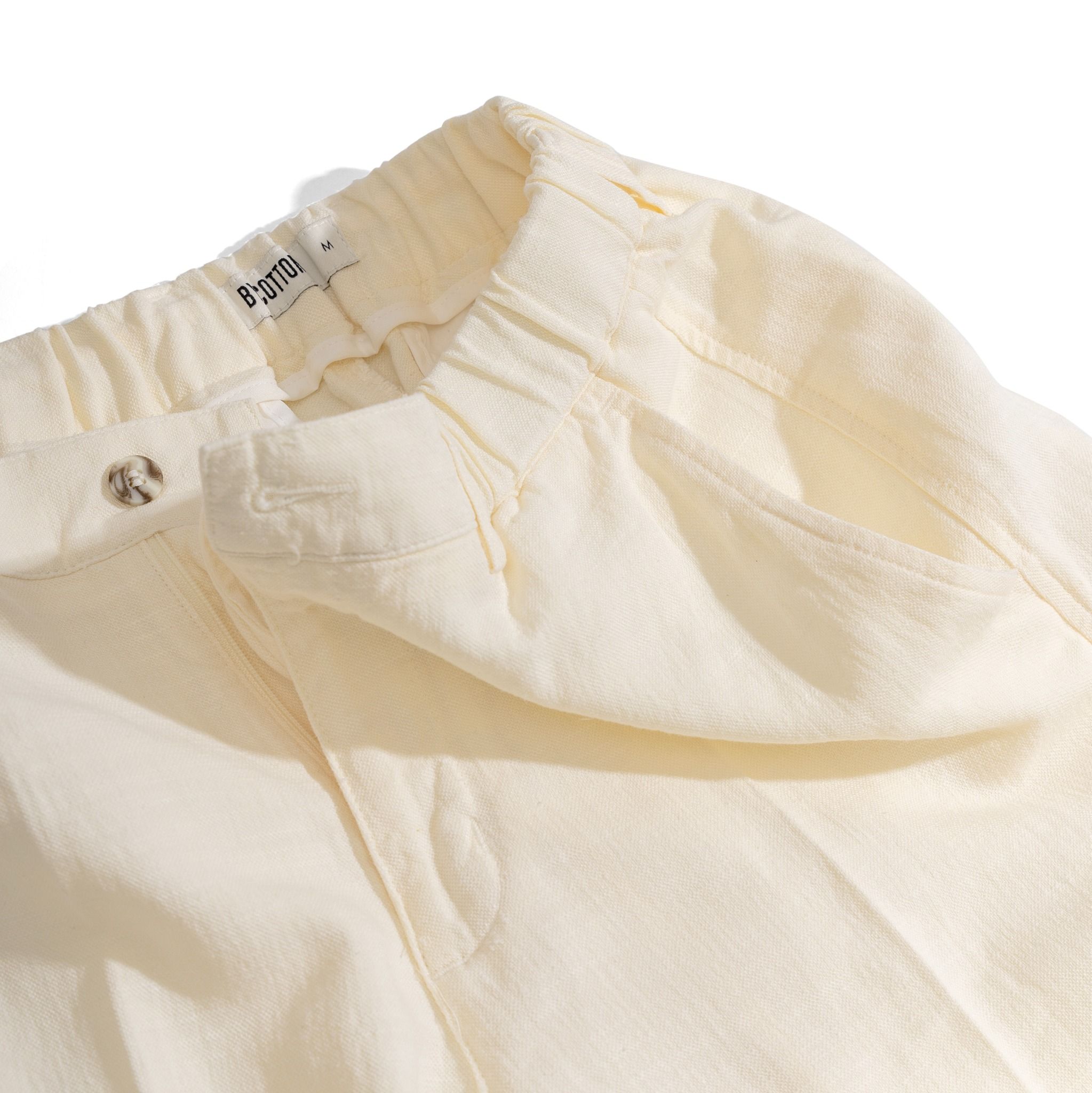 Quần Linen Dài Form Ống Đứng Màu Kem 2025