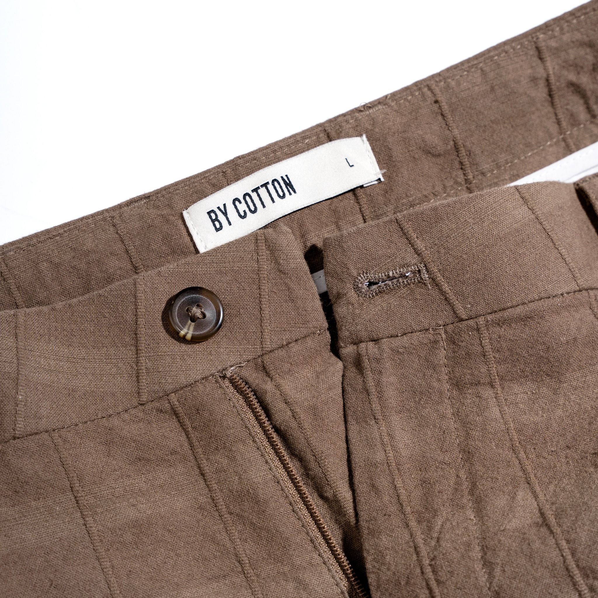 Quần Short Linen Sọc - Nâu