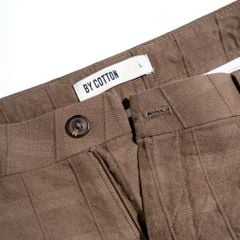 Quần Short Linen Sọc - Nâu