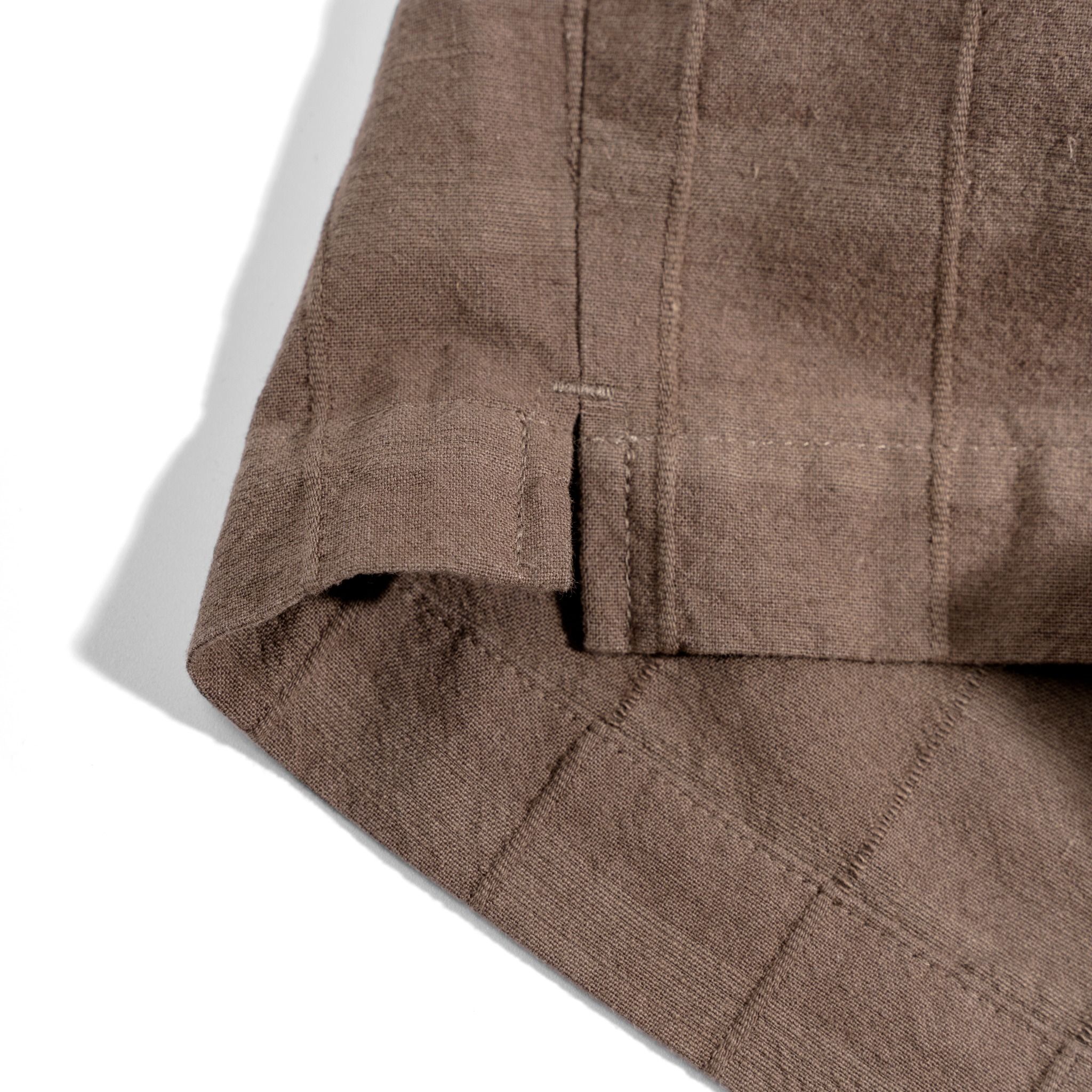Quần Short Linen Sọc - Nâu