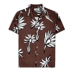 Áo Sơ Mi Tay Ngắn Cổ Danton In Hoa - Nâu