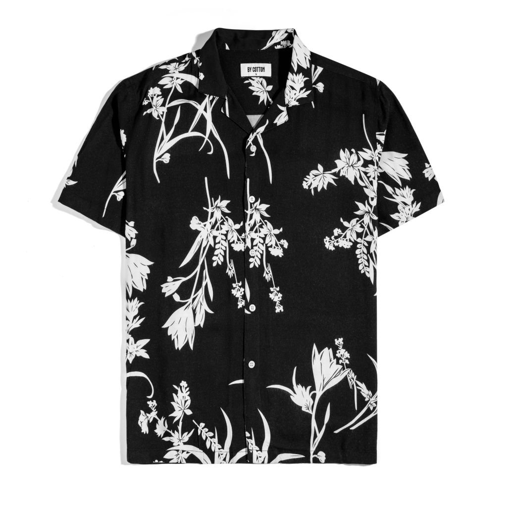 Áo Sơ Mi Tay Ngắn Cổ Danton In Hoa - Đen