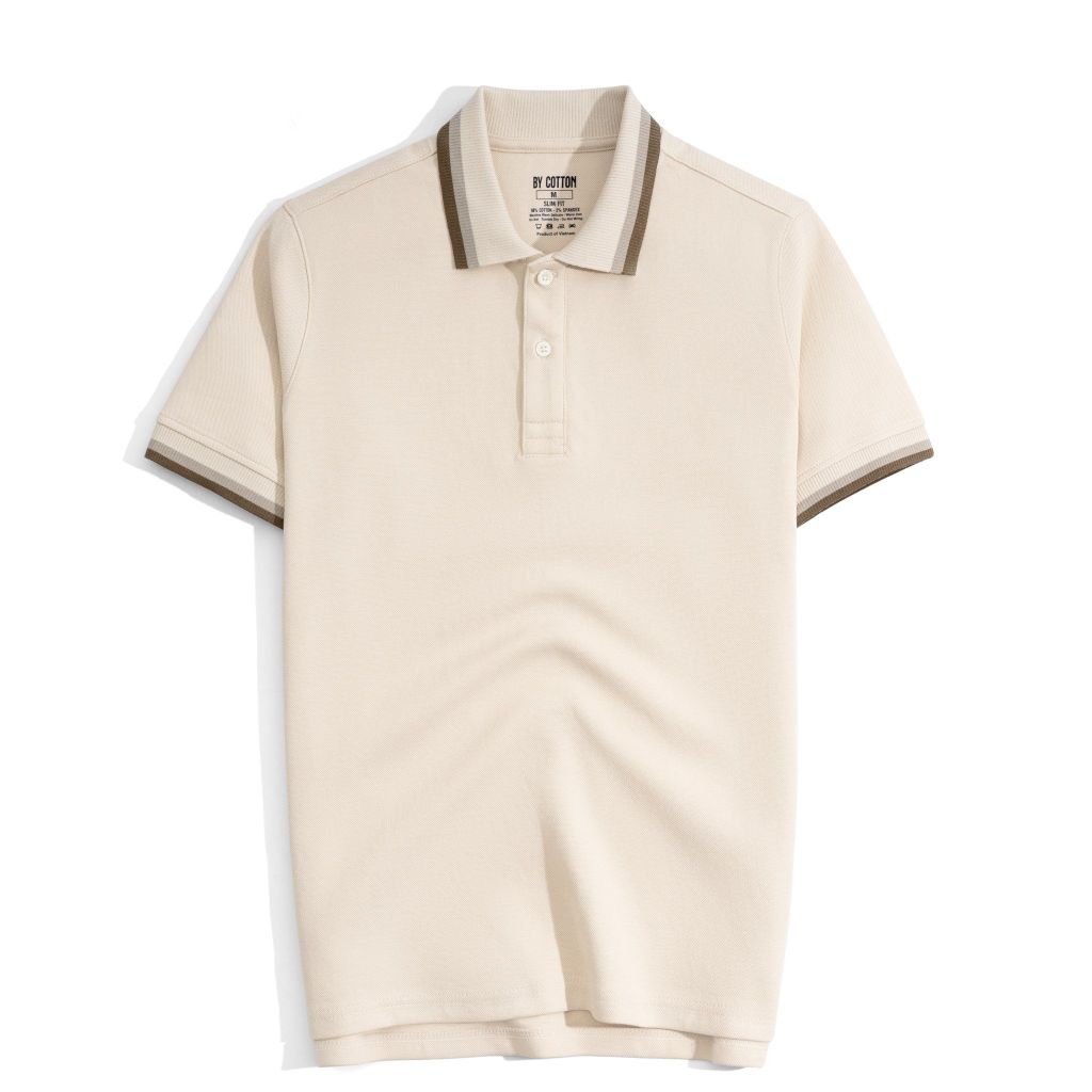 Áo Thun Polo 2Layer Nâu Nhạt Viền Bo