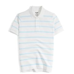 Áo Thun Polo Pique 2.0 Trắng In Sọc Xanh Dương