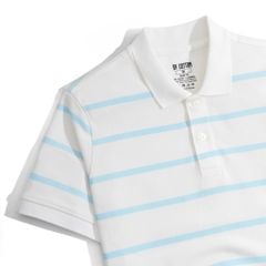Áo Thun Polo Pique 2.0 Trắng In Sọc Xanh Dương