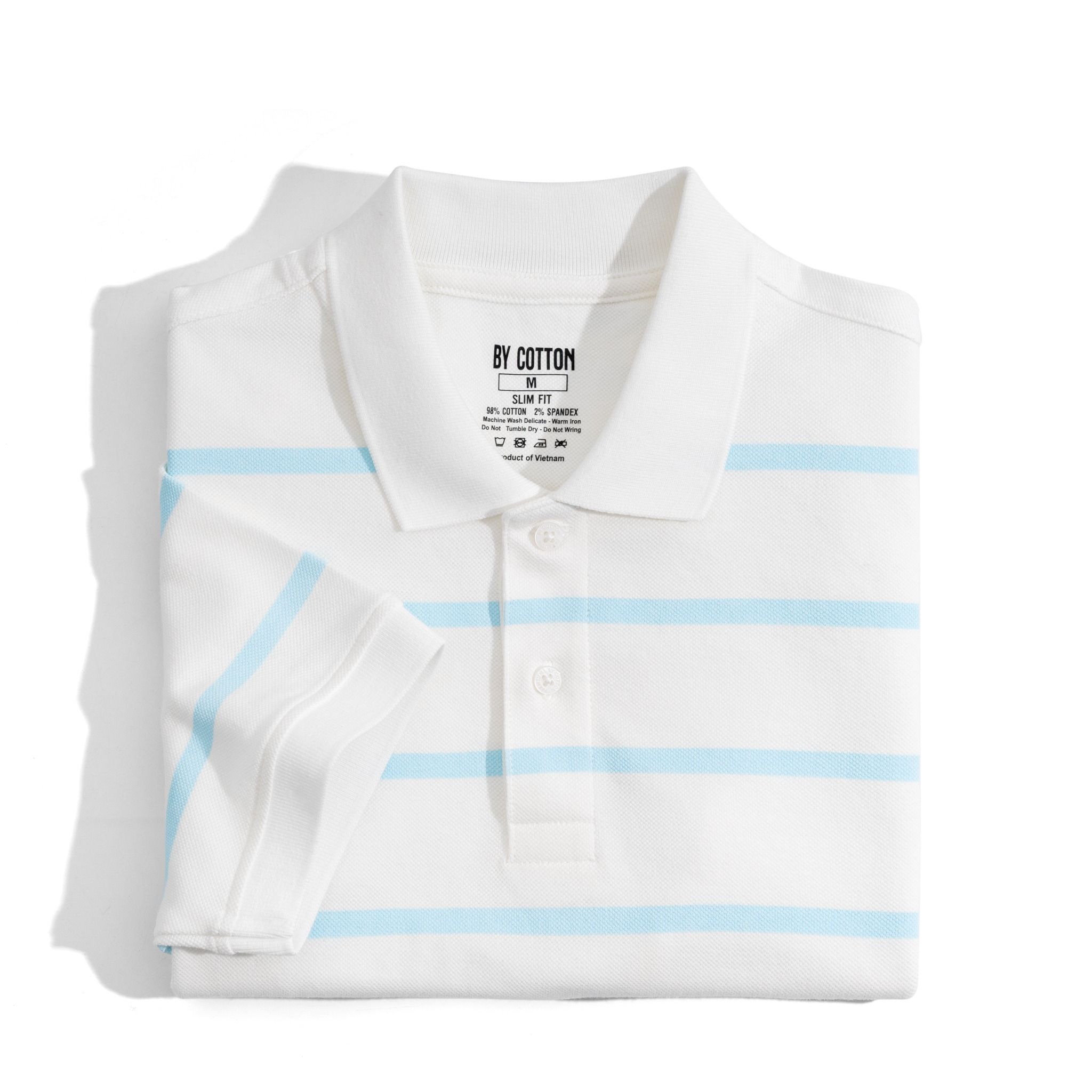 Áo Thun Polo Pique 2.0 Trắng In Sọc Xanh Dương