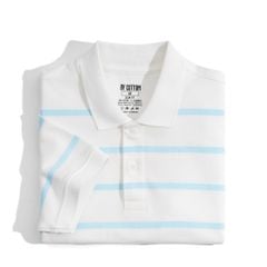 Áo Thun Polo Pique 2.0 Trắng In Sọc Xanh Dương