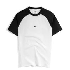 Áo Thun Cổ Tròn Raglan Slimfit Thêu Cá Heo - Màu Trắng