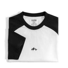 Áo Thun Cổ Tròn Raglan Slimfit Thêu Cá Heo - Màu Trắng