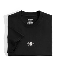 Áo Thun Cổ Tròn Slimfit Thêu Bạch Tuộc - Màu Đen