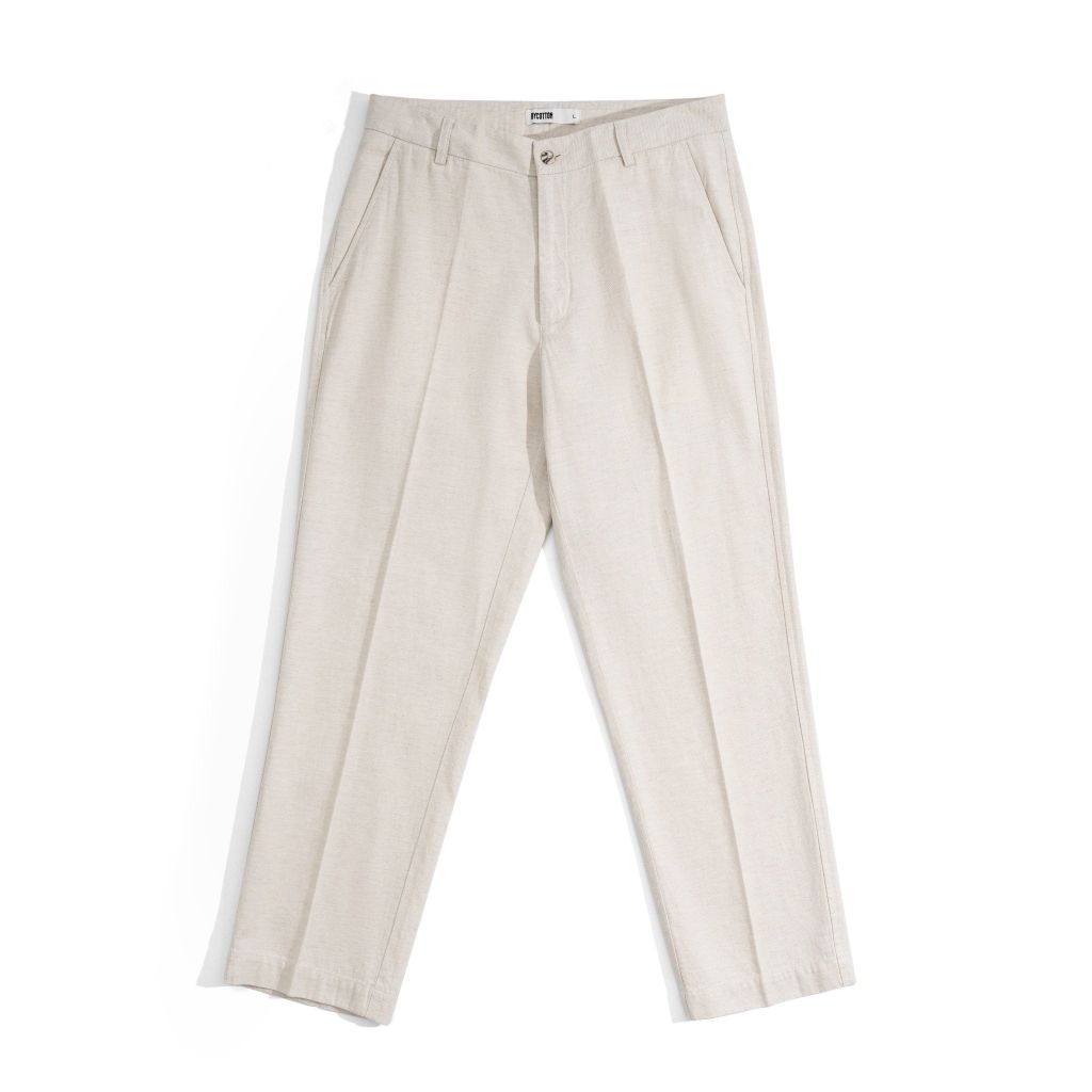 Quần Linen Dài Form Ống Đứng - Màu Nâu Nhạt