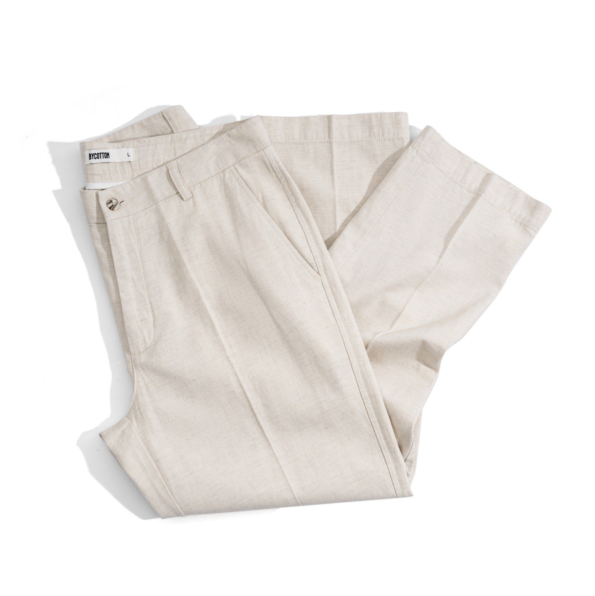 Quần Linen Dài Form Ống Đứng - Màu Nâu Nhạt