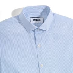 Áo Sơ Mi Công Sở Nam Cotton Sọc Nhuyễn Xanh