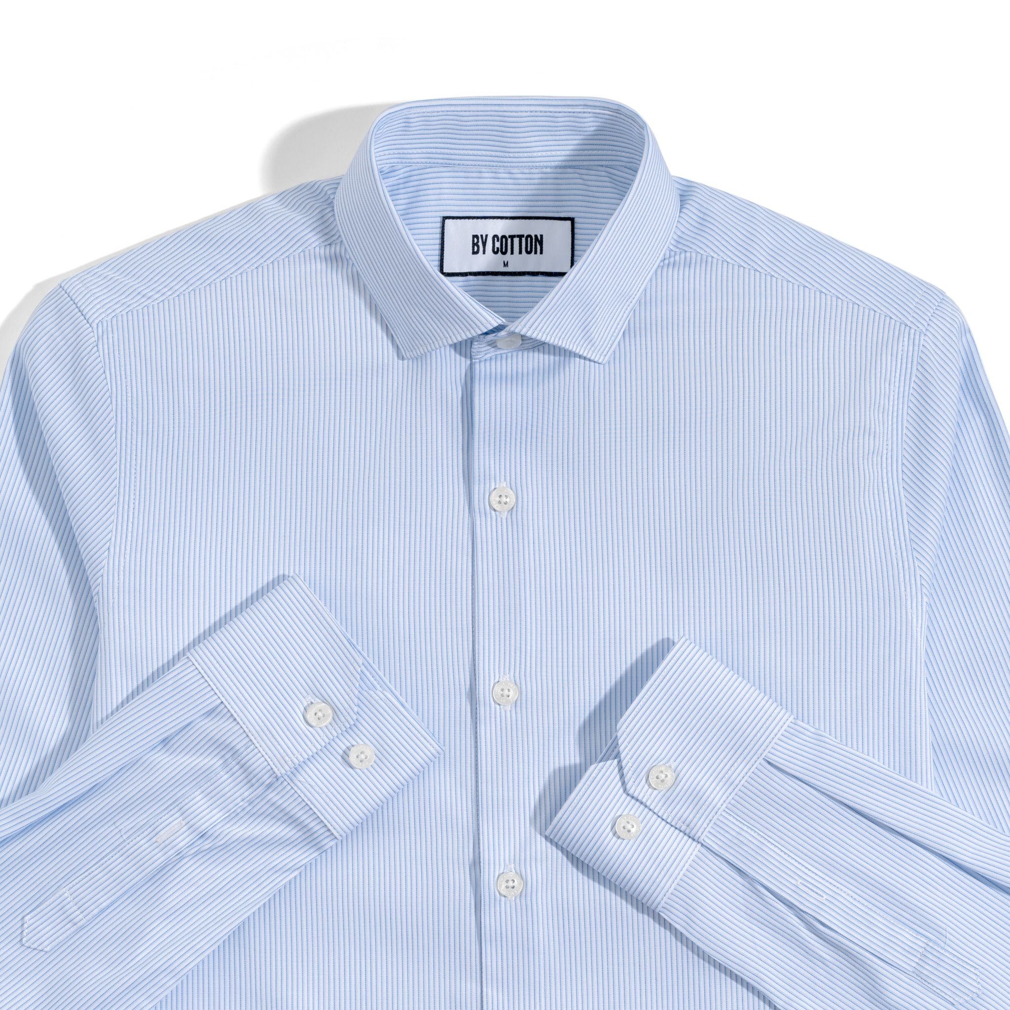 Áo Sơ Mi Công Sở Nam Cotton Sọc Nhuyễn Xanh