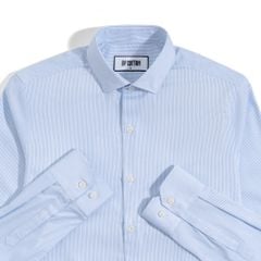 Áo Sơ Mi Công Sở Nam Cotton Sọc Nhuyễn Xanh