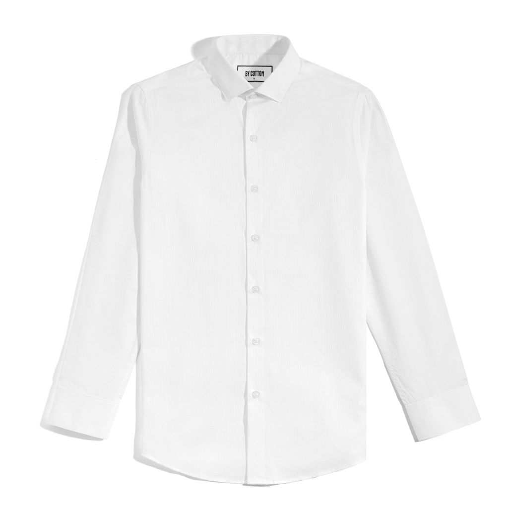 Áo Sơ Mi Công Sở Nam Cotton Gân Trắng