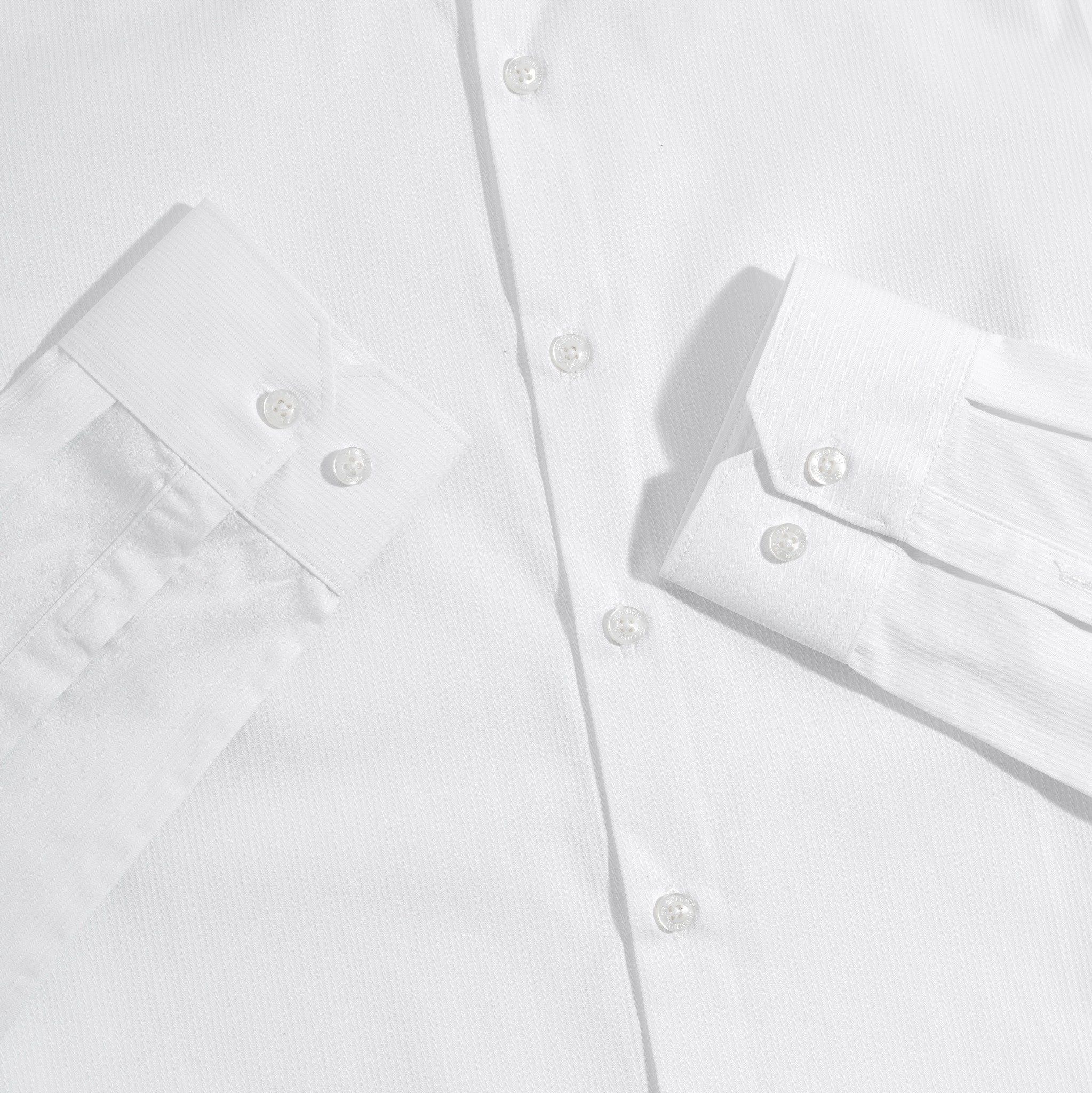 Áo Sơ Mi Công Sở Nam Cotton Gân Trắng