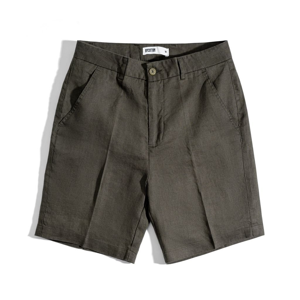 Quần Short Linen Bycotton Màu Rêu Xám - SS2