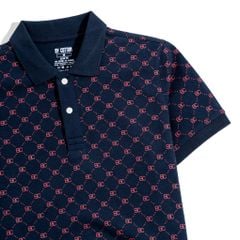Áo Thun Polo Pique 2.0 Xanh Đen In Monogram BC