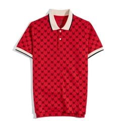 Áo Thun Polo Pique 2.0 Đỏ Monogram Bo Kem