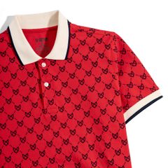 Áo Thun Polo Pique 2.0 Đỏ Monogram Bo Kem