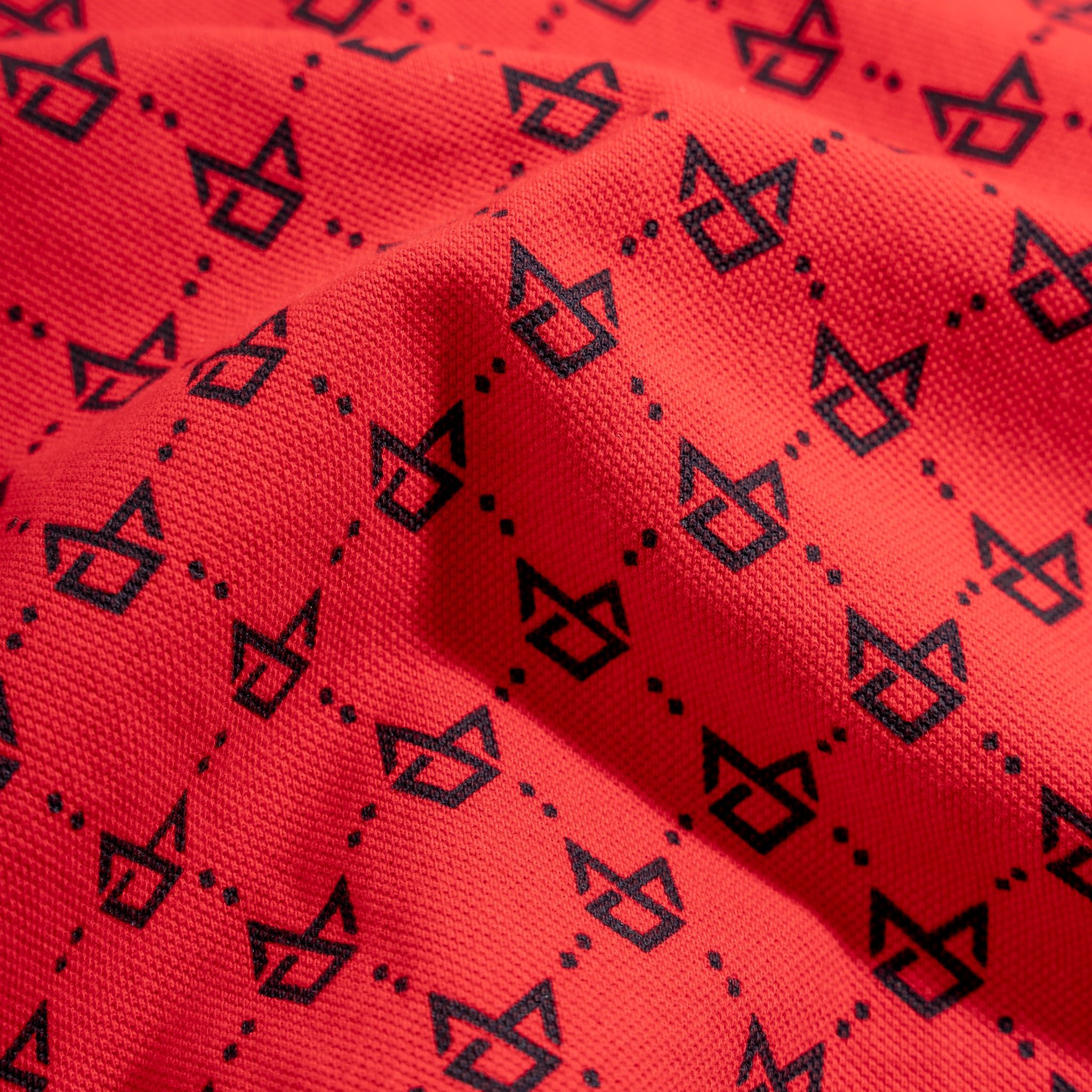 Áo Thun Polo Pique 2.0 Đỏ Monogram Bo Kem