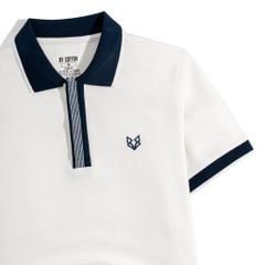 Áo Thun Polo Gân Kem Thêu Fox Phối Bo