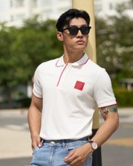 Áo Thun Polo Pique 1.0 Trắng In Icon Góc Ngực