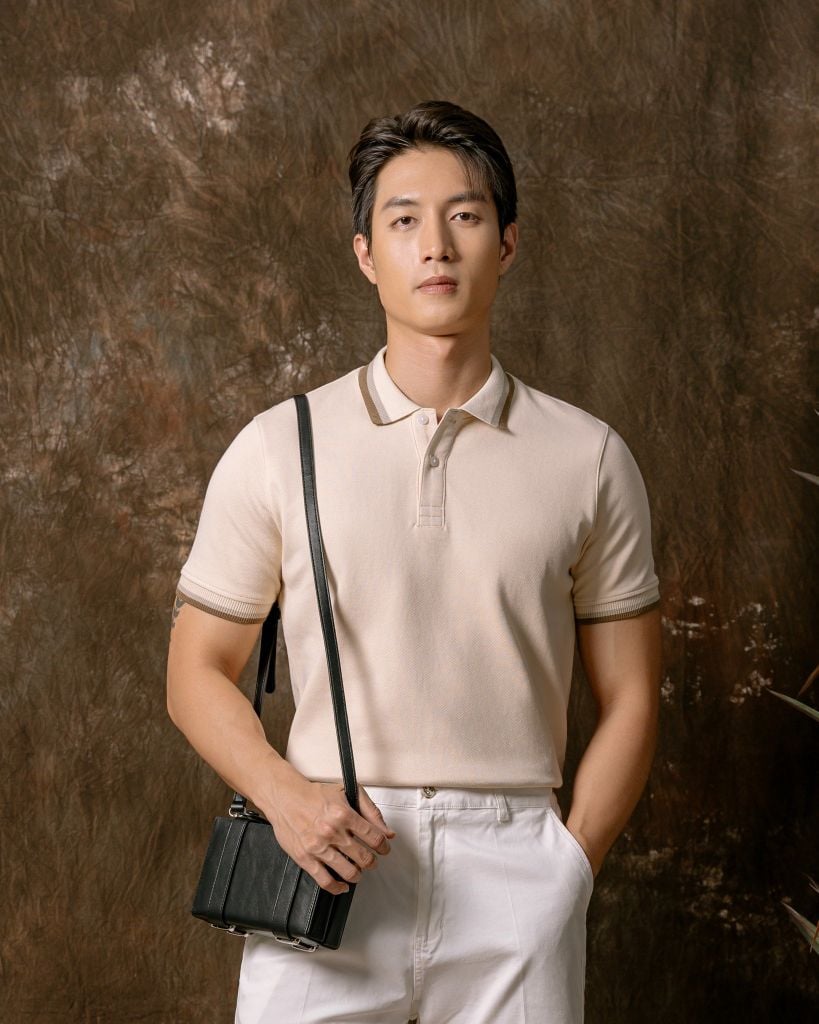 Áo Thun Polo 2Layer Nâu Nhạt Viền Bo