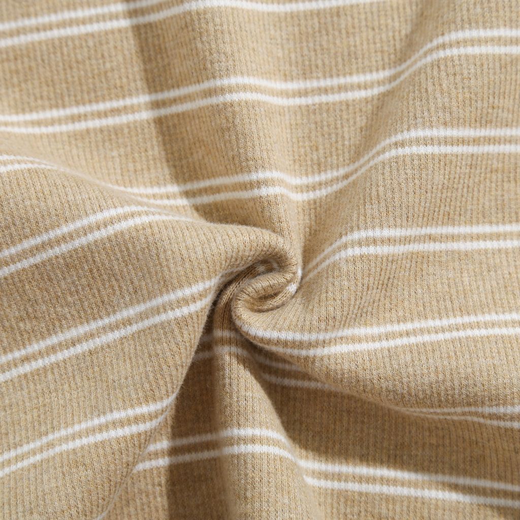 LIGHT BROWN STRIPES RIBBED TEE