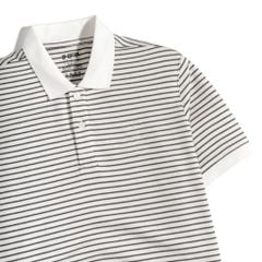 Áo Thun Polo By Cotton 2Layer Sọc Nhỏ Kem Nâu
