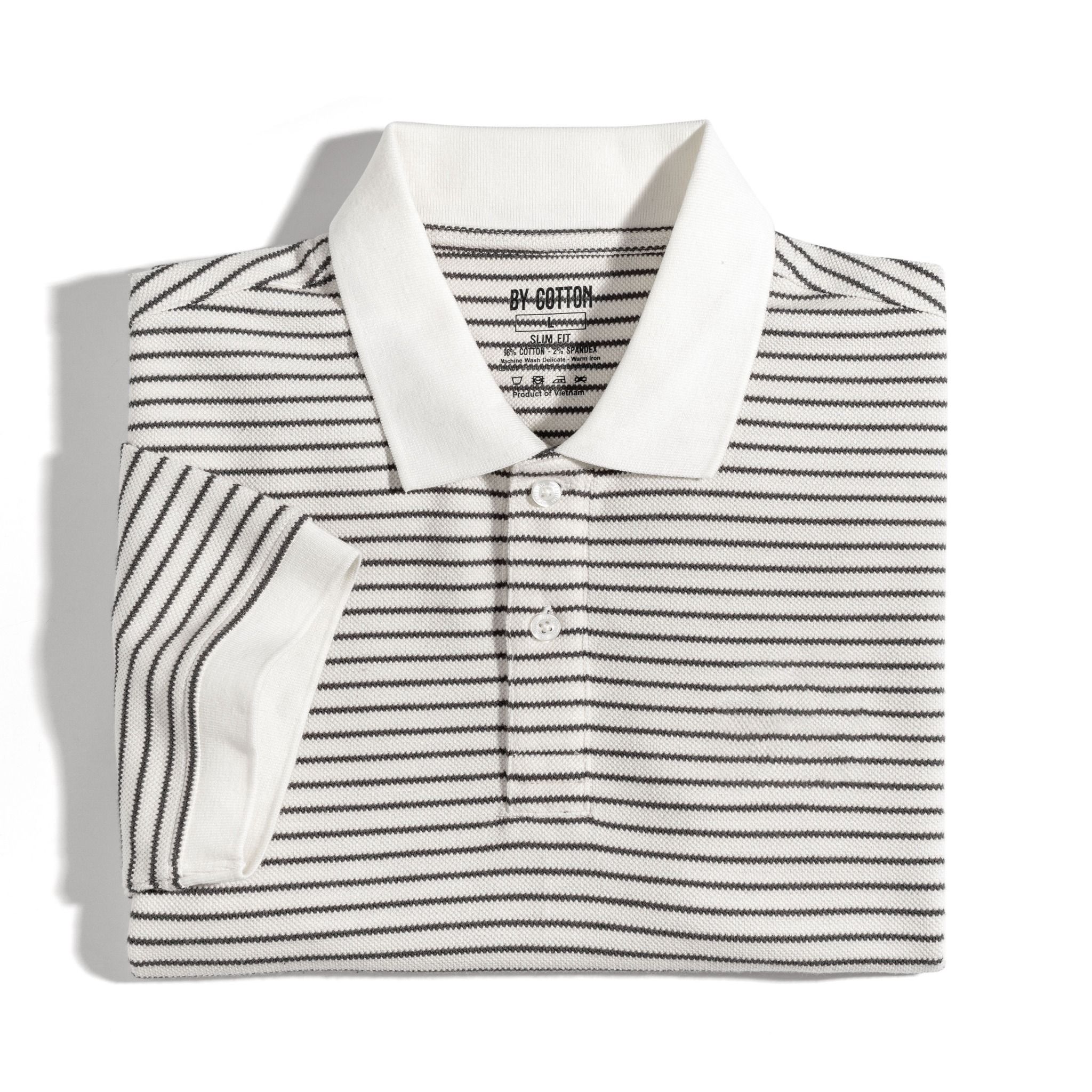 Áo Thun Polo By Cotton 2Layer Sọc Nhỏ Kem Nâu